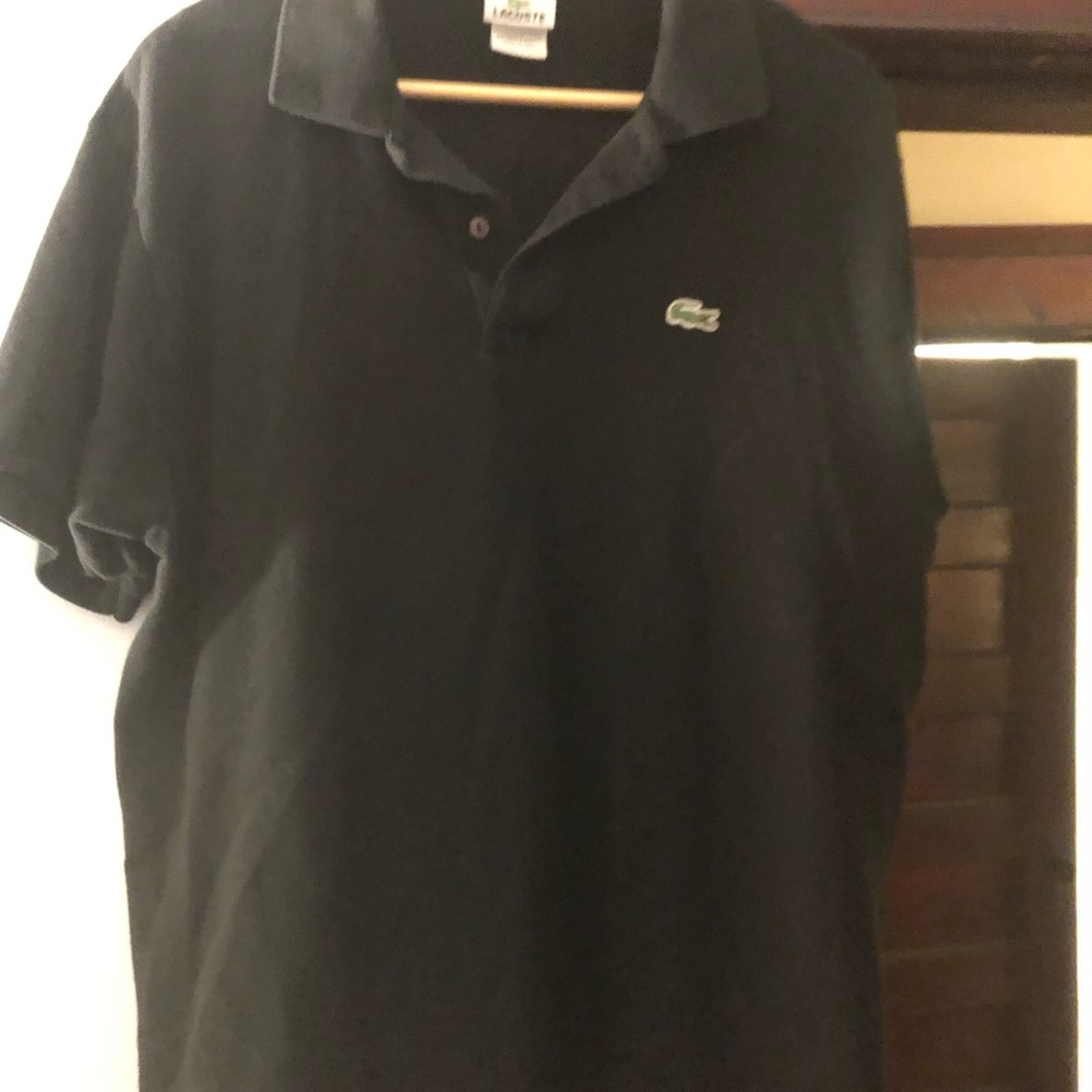 Lacoste Black Polo with Green Crocodile Logo